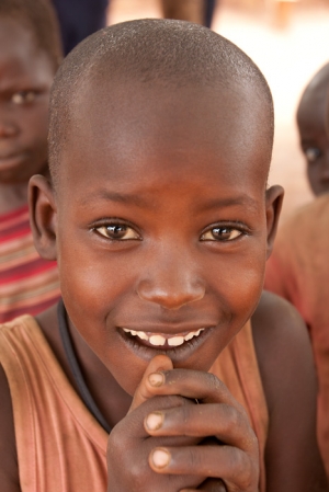Young boy in a refugee camp in northern Uganda